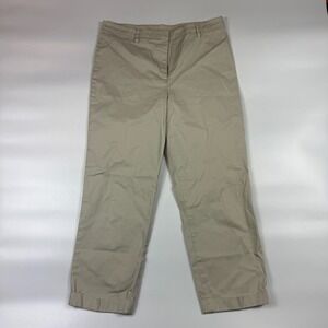 Jones New York Trouser Pants Womens 14 Beige Rolled Cuff Comfort Straight Leg